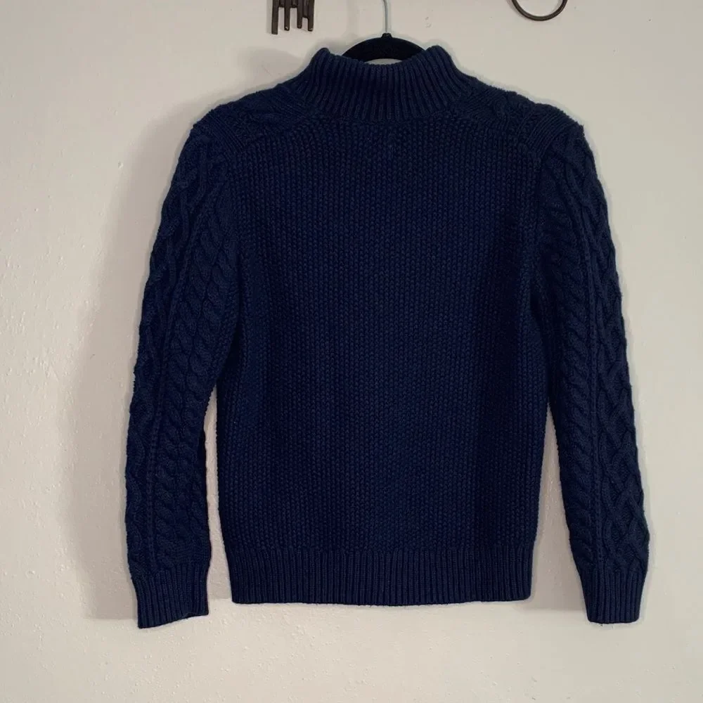GAP boys XL Dark Blue Cable Knit Crewneck Sweater wool blend